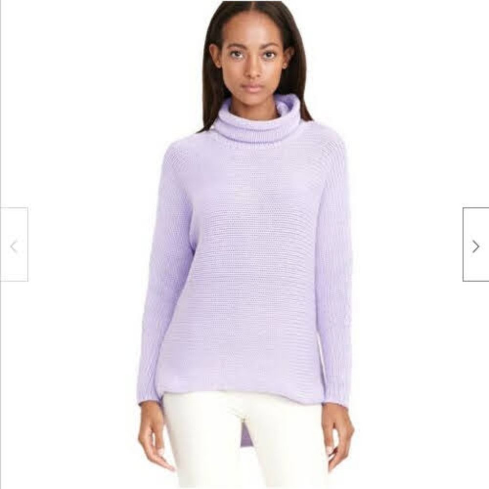 LAUREN RALPH LAUREN Anatolio Dolman Funnel neck Hi-Low Sweater Purple Size Large